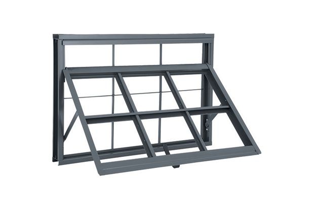 Janela Maxim-Ar com Grade Quadrada Belfort 60,5x60,5cm Cinza