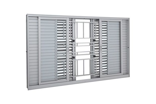 Janela Veneziana de Correr Central com Grade Multiflex Aluminium 100x200cm