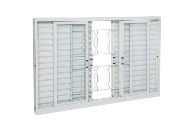 Janela Veneziana de Correr Central com Grade Prátika 120x200cm Branca