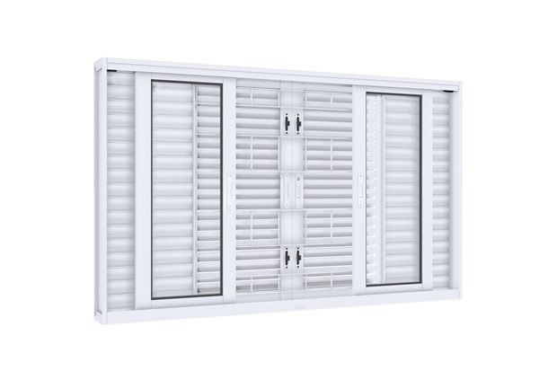 Janela Veneziana de Correr Central com Grade Quadrada Flex Facilità 100x200 Branca