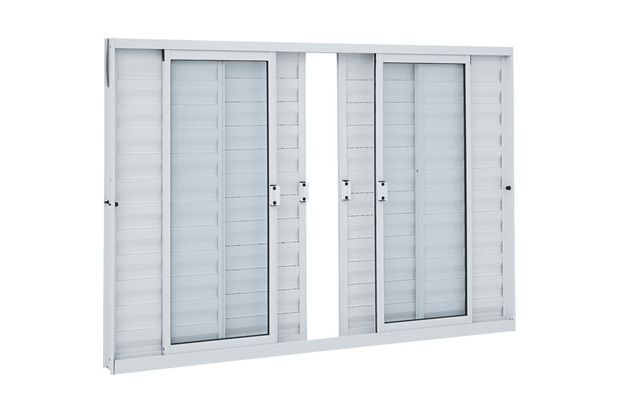 Janela Veneziana de Correr Central sem Grade Alumifit 100x150cm Branca