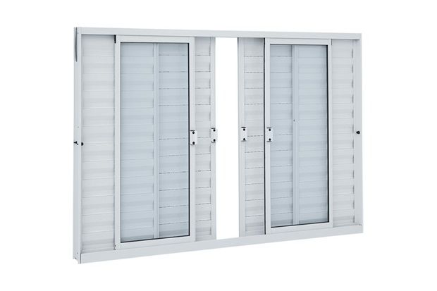 Janela Veneziana de Correr Central sem Grade Prátika 100x200cm Branca