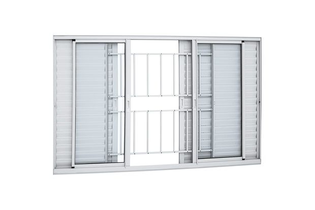 Janela Veneziana de Correr com Grade Alumifort 120x150cm
