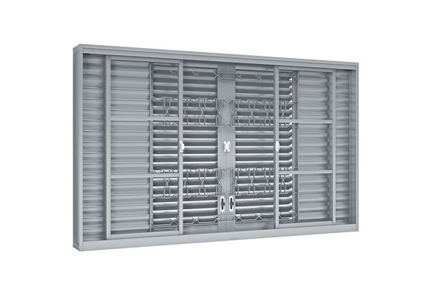 Janela Veneziana de Correr com Grade Mosaico Flex Premium 100x150 Cinza