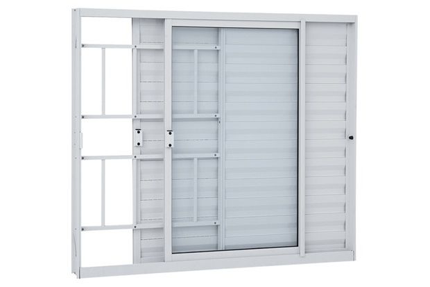 Janela Veneziana de Correr Esquerda com Grade Alumifit 100x120cm
