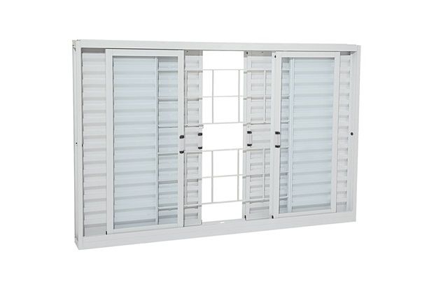 Janela Veneziana de Correr Esquerda com Grade Prátika 100x120cm Branca