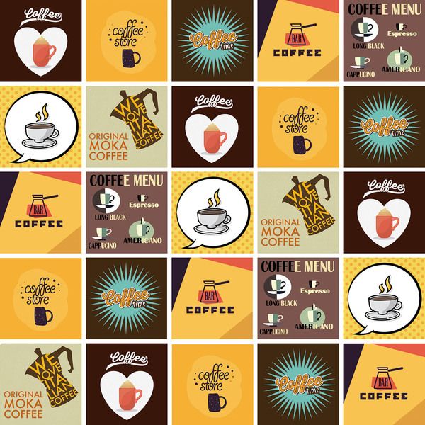 Kit de Adesivos Azulejo Coffee Colorido 20x20cm 25 peças