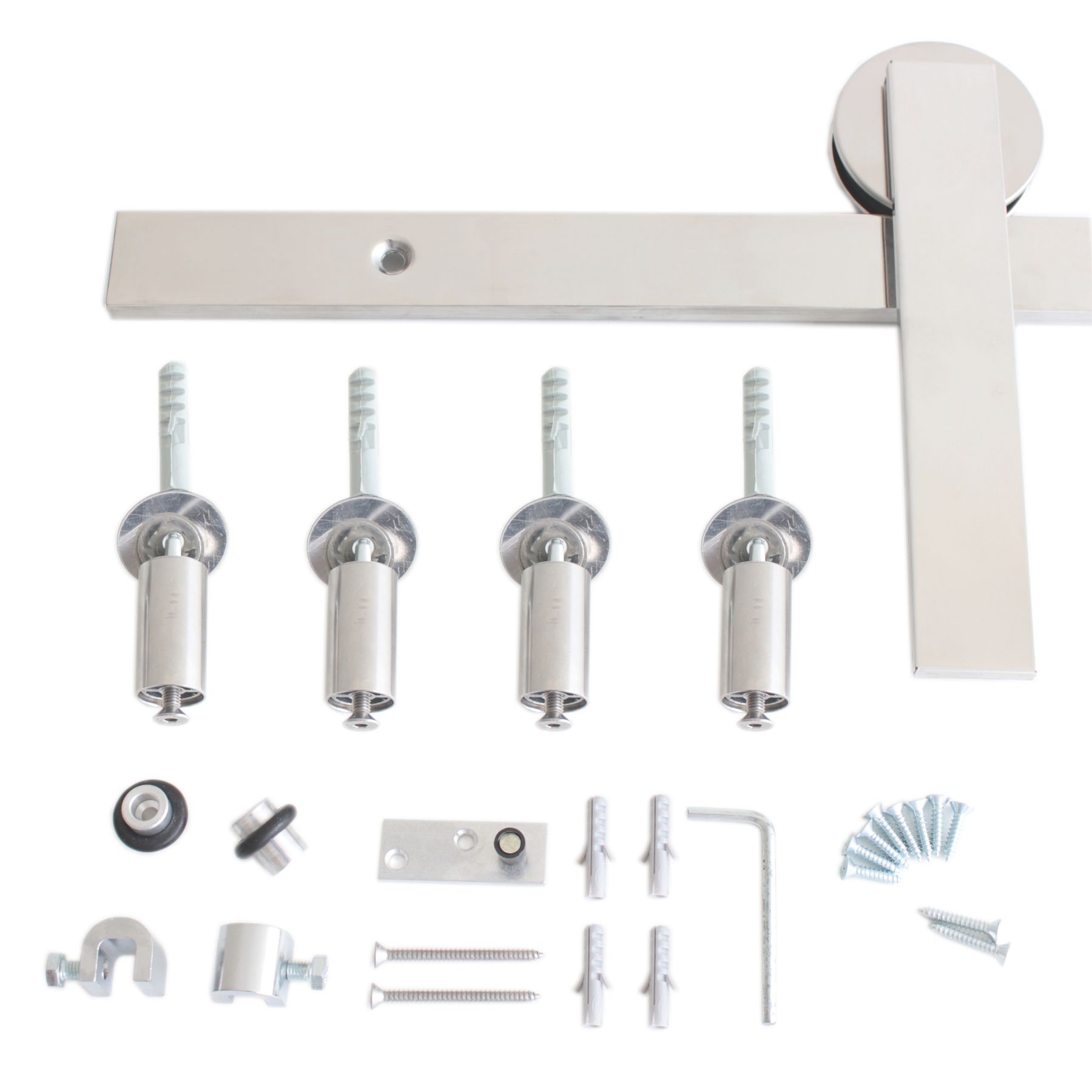 Kit Porta de Correr Madeira 3m até 50kg Inox Escovado