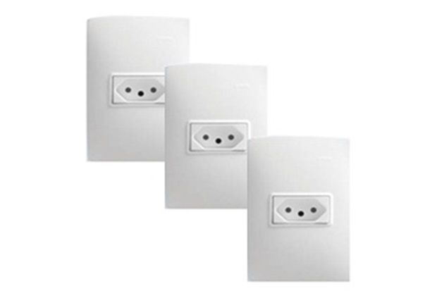 Kit Tomada com 3 Conjuntos de 1 Tomada Padrão Brasileiro 10a 250v~ S30
