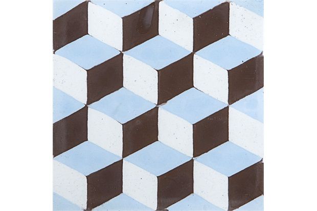 Ladrilho Hidráulico Dados Azul E Marrom 20x20x1,9cm com 1 Peça