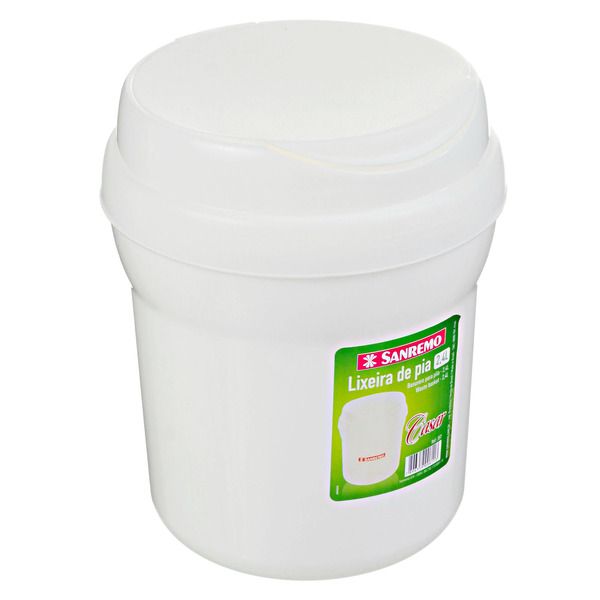 Lixeira para Pia de Cozinha Plástico Branco 2,4L Manual Sanremo
