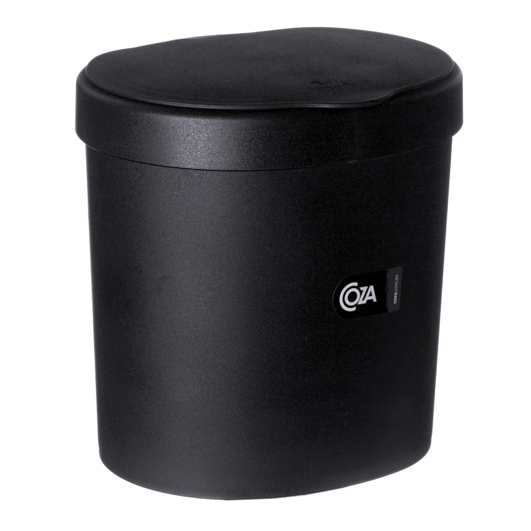 Lixeira para Pia de Cozinha Plástico Preta 2,5L Manual Coza