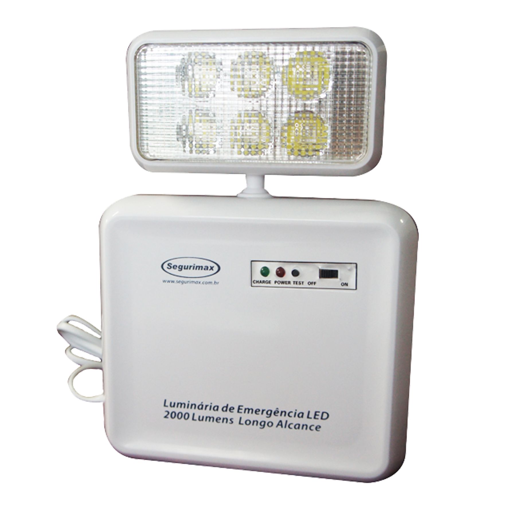 Luminária de Emergência LED 2000 Lumens e 1 Faról Segurimax
