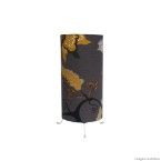 Luminária de mesa pé virado 35x15cm cinza e amarelo floral LS Ilumina