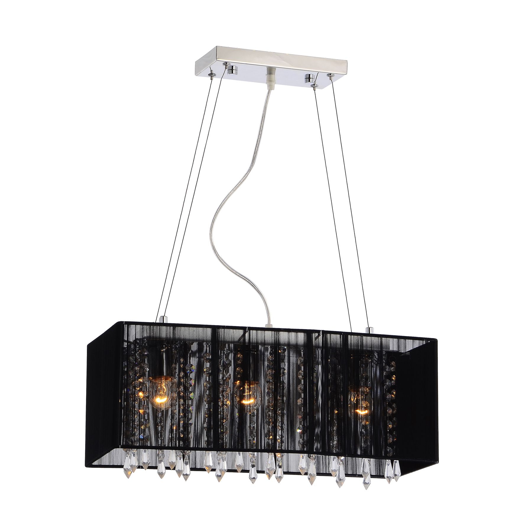 Lustre Home Line Rammer Retangular Cristal Preto Bivolt