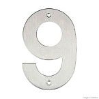 Número 9 de inox com bucha e parafuso 14,5cm Bemfixa
