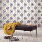 Papel de parede arabesco azul 2406 52cm x 10m vinílico Revex