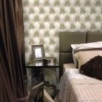 Papel de parede capitonê bege Corium vinílico 53cm x 10m Muresco