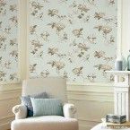 Papel de parede floral azul castor e prata Casa Bella vinilizado 53cm x 10m Muresco