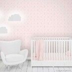 Papel de parede floral rosa com poa 52cm x 10m vinilizado Revex