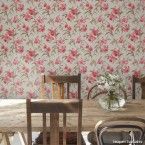 Papel de parede floral rosa e marrom 8115 52cm x 10m vinílico Revex