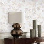 Papel de parede folhagem cinza, azul castor e bege Allegra vinílico 53cm x 10m Muresco