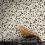 Papel de parede folhagem marrom, bege e prata Casa Bella vinilizado 53cm x 10m Muresco