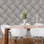 Papel de parede geométrico cinza nacarado Casa Bella vinilizado 53cm x 10m Muresco