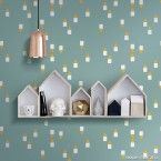 Papel de parede geométrico mini amarelo e verde Picnic vinilizado 53cm x 10m Muresco