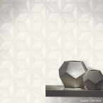 Papel de parede geométrico prata e bege Allegra vinílico 53cm x 10m Muresco