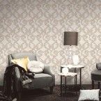 Papel de parede grecas bege e azul castor Urban vinílico 53cm x 10m Muresco