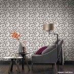 Papel de parede grecas cinza Casa Bella vinilizado 53cm x 10m Muresco