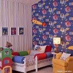 Papel de parede infantil com fundo azul Robô 52cm x 10m vinílico Revex