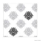 Papel de parede medalhão branco, cinza e preto Galia vinílico 53cm x 10m Muresco