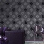 Papel de parede medalhão cinza e preto Galia vinílico 53cm x 10m Muresco