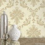 Papel de parede medalhão dourado Casa Bella vinilizado 53cm x 10m Muresco