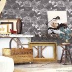 Papel de parede selos turísticos cinza Allegra vinílico 53cm x 10m Muresco