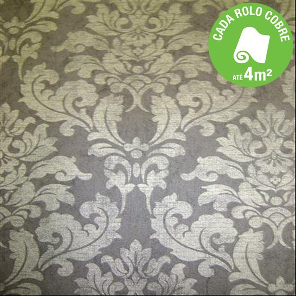 Papel de Parede Vinílico Bali Cinza e Bege Rolo com 10m