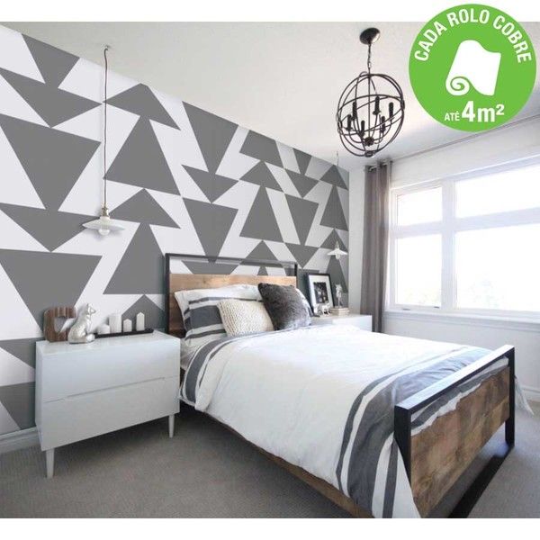 Papel de Parede Vinílico Geométrico Cinza Rolo com 10