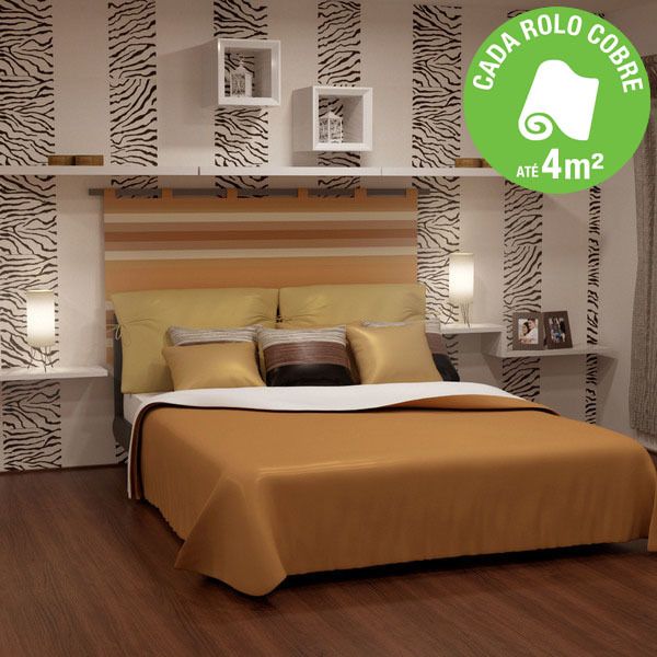 Papel de Parede Vinílico Zebra Rolo com 10m