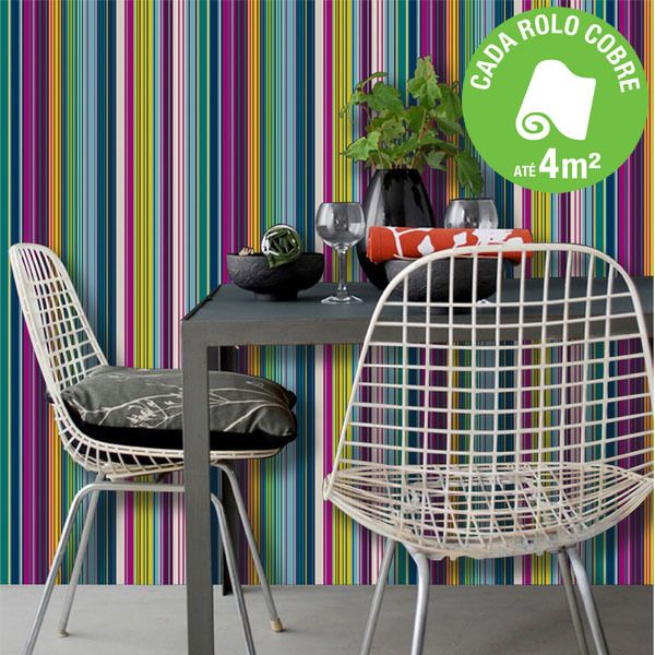 Papel de Parede Vinilizado Aboe Colorido Rolo com 10m