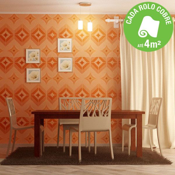 Papel de Parede Vinilizado Abstrato Laranja Rolo com 10m