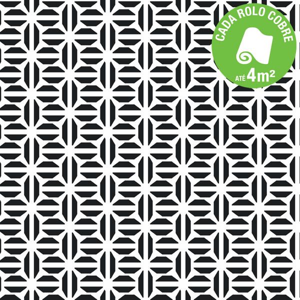 Papel de Parede Vinilizado Monochrome Artsy Preto e Branco Rolo com 10m