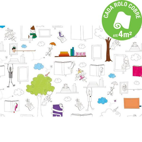 Papel de Parede Vinilizado para Colorir Branco Rolo com 10m