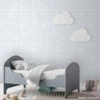 Papel de parede xadrez infantil azul com ursos Henrique 52cm x 10m vinílico Revex