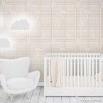 Papel de parede xadrez infantil bege com ursos Henrique 52cm x 10m vinílico Revex