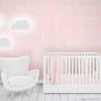Papel de parede xadrez infantil rosa com ursos Henrique 52cm x 10m vinílico Revex