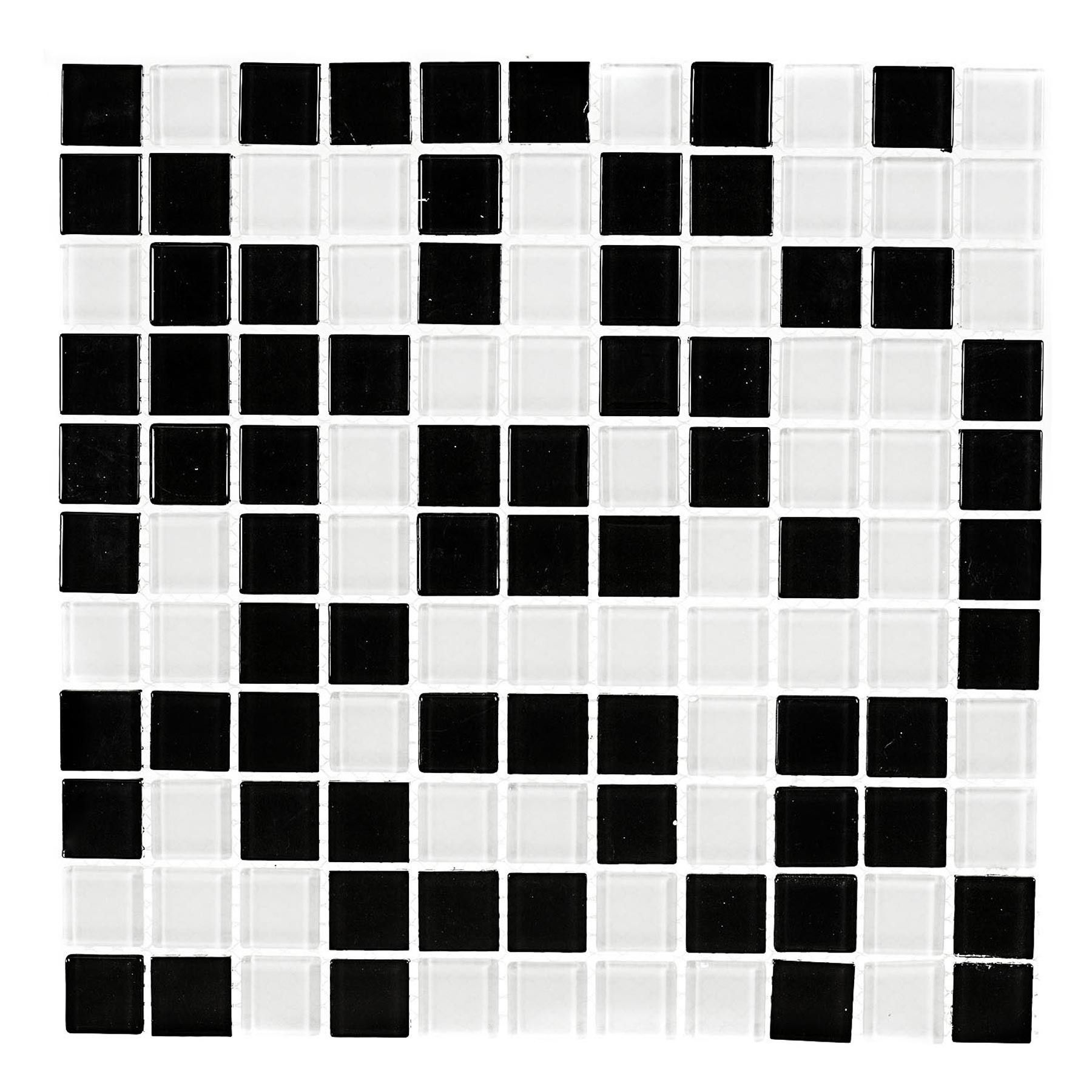 Pastilha Branco e Preta 30x30cm Vidro Real