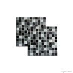 Pastilha de vidro 2,45x2,45cm placa 30x30cm black white Crystalcor