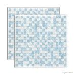 Pastilha de vidro Galliano placa 31x31cm azul e branco Glass Mosaic